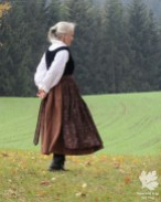 Dirndl Leinen/ Samt, Schürze Baumwollprint( Karlotta Pink)