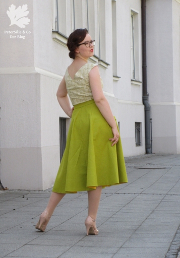 Grünes Vintage Ensemble Kleid Rock Bluse Karlotta Pink